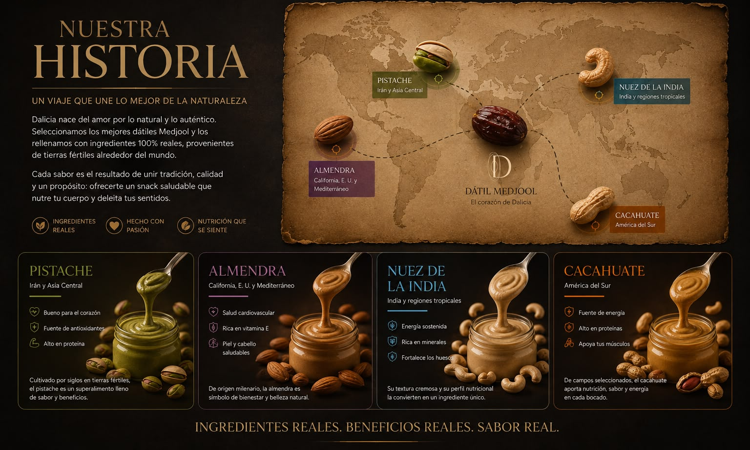 Mapa de origen de los ingredientes Dalicia